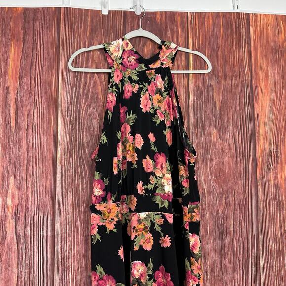 Lane Bryant Tie Halter Maxi Dress Floral Print Black & Pink NEW Size 22/24P - Picture 4 of 8